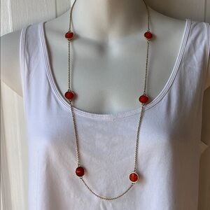 Macy's Gold-tone and Red Stations Necklace